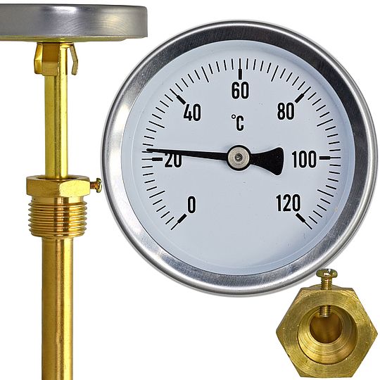 Thermometer für Räucherofen Räucher Gasgrill 1/2 Einbau Analog 120°C  Kalibriert